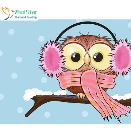 DIY 5D Diamond Embroidery Crystals Diamond Mosaic owl scarf snow Square Rhinestones Diamond Painting Cross Stitch Kits gx