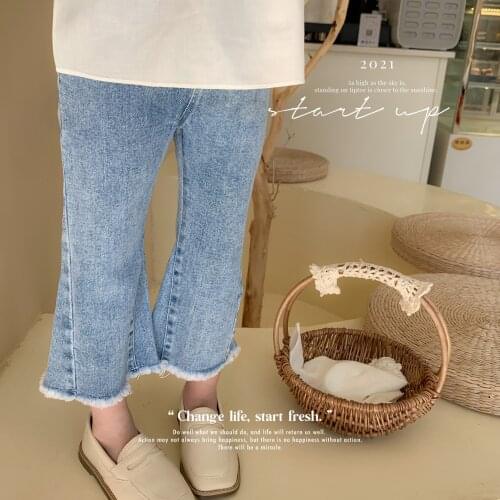 2-8 Years Baby Girls Jeans Pants Spring Autumn Kids Fashion Boot Cut Pant Solid Elasticity Korean Denim Flare Trousers for Girls