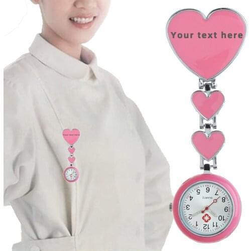 Personalized Name Watch Uniform Nurse Pocket Watch Engrave Names Watches Lapel Pins Luminous Watch Heart Enamel Watch Jewelry