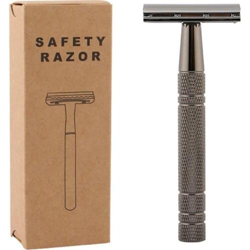 Kapmore 1PCS Men Razor Double Edge Manual Razor Classic Shaving Razor Safety Face Razor with 5PCS Replacement Heads