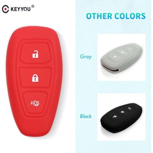 KEYYOU 30pcs Silicone Key Case Fob Cover For Ford Fiesta Focus Mondeo Ecosport Kuga Focus ST Car Key Smart Remote Flip Key Case