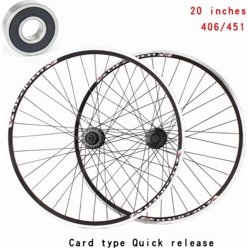Mountain bicycle wheel set 20 inch 406 451 V brake wheel rim 2 Bearing Peilin Disc brake flower drum bicycle wheel set