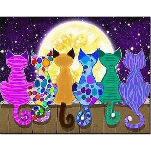 Round Stones Cartoon Diamond Embroidery Nature Cat Hobby And Handicraft Mosaic Sale diamond painting landschap Full square