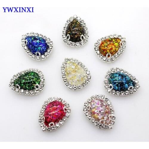 10pcs crystal Water drops metal decoration buckle durable jewelry making clothing embellishment boutique shiny beautiful product