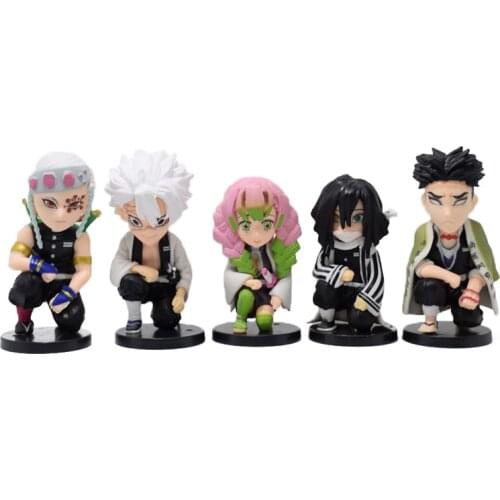 Anime Demon Slayer 5pcs/set Mitsuri Kanroji Mini Action Figure Uzui Tengen Obanai Iguro Himejima Gyoumei PVC figure Toys