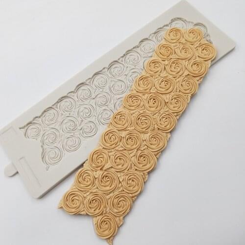 Minsunbak Large High-end Cake Border Decorative Silicone mold Rose Lace Cake Tool