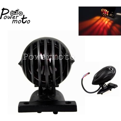 Motorcycle Aluminum Bird Case Slotted Finned Grille Taillight For Harley Sportster Cafe Racer Glide Road King Brake Stop Light