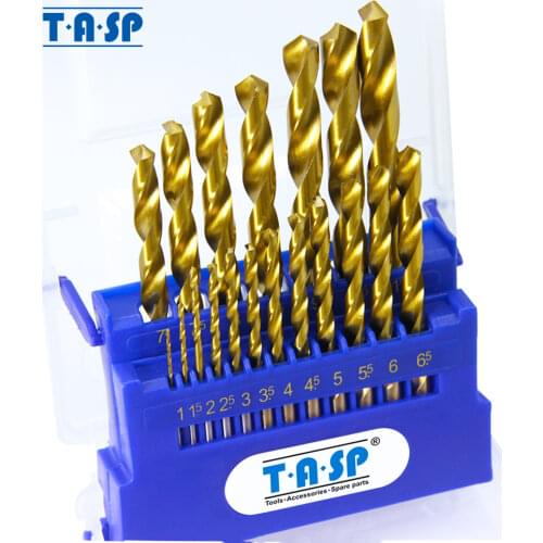 TASP 19pcs HSS M35 Cobalt Drill Bit Set for Stainless Steel Metal Wood Titanium Coated with Storage Box Power Tools Accessories
