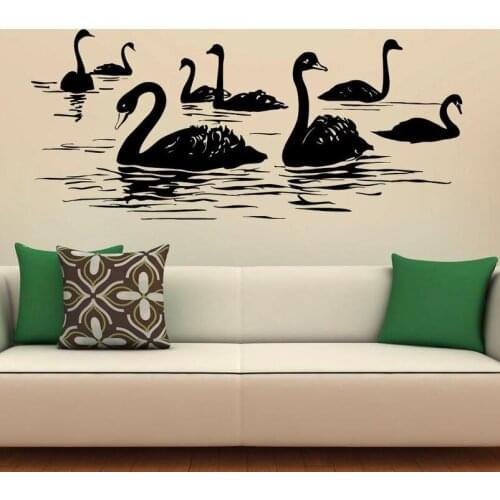 Wild Birds Wall Decal Lake Vinyl Stickers Flying Animal swan Wall Stickers for Home Bedroom Bathroom Decoration Art Murals C201
