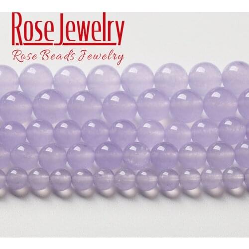 Natural Purple Jades Beads Chalcedony Round Loose Spacer Beads For Jewelry Making DIY Bracelets 4 6 8 10 12 14mm 15" Wholesale