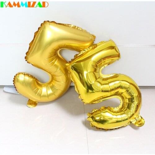 Wholesale 50pcs/lot 16inch gold/silver/blue/pink number foil balloons air filled ballons for baby birthday party supplies globos