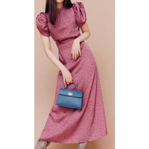 Sexy Backless Drawstring High Waist Design Woman Dress Japanese Chic Puff Sleeve Vestidos Elegant Chic Polka Dot Print Robe