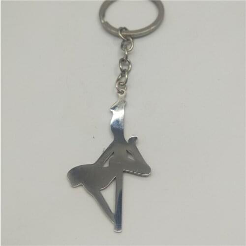 New Stainless Steel Pole Dancer Pendant Keychain Strip Dancer Silhouette Gift for Bachelorette Party Women Keychains Jewellery