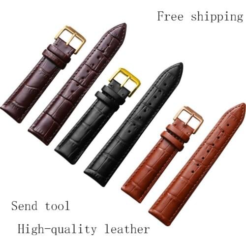 Galaxy watch 22mm Genuine Leather Watchbands 16mm 18mm 20mm 24mm Black Brown Women Men Cowhide Watch Band Strap Belt With Buckle