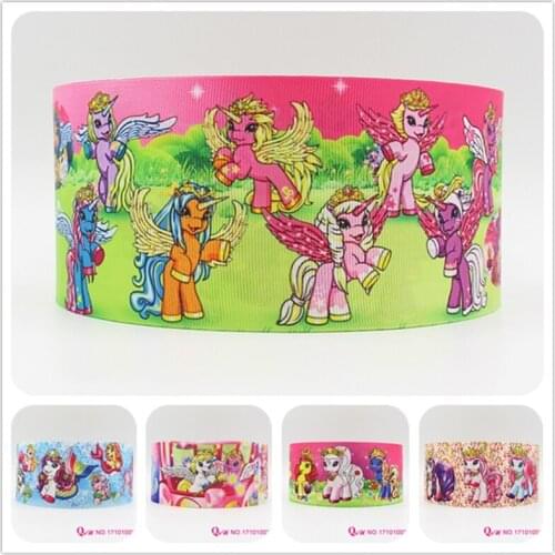 Q&N ribbon 16mm 22mm 25mm 38mm 50mm 75mm unicorn printed grosgrain ribbon webbing 50yards/roll for hair tie free shipping