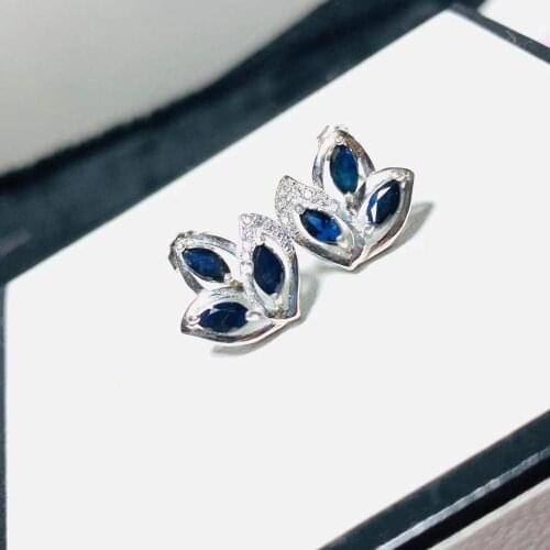 Hot Sale Sapphire Earring Natural And Real 925 Sterling Silver Sapphire Earring