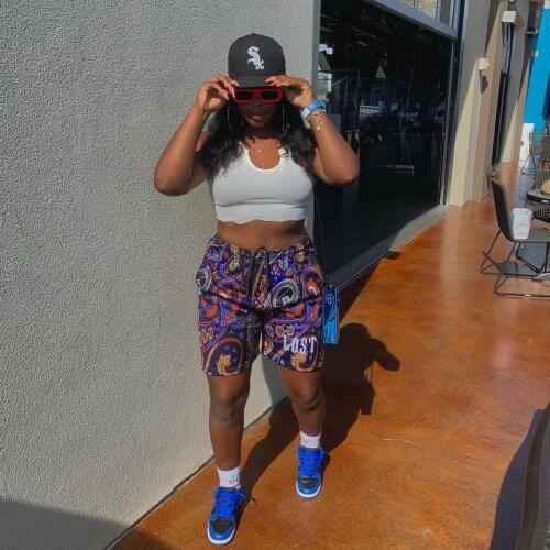 Streetwear Bandanna Print Biker Shorts for Women Casual High Waist Drawstring Workout Short Activewear Outgoing Beach Short Hot