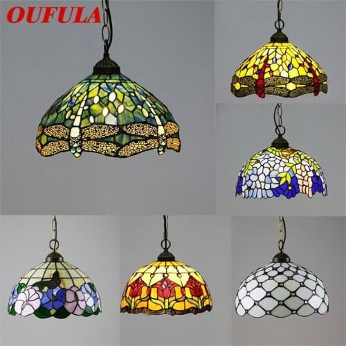OUFULA Tiffany Pendant Light Modern LED Creative Lamp Fixtures Decorative For Home Living Dining Room