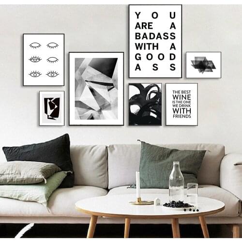 Unique Abstract Line Letter Art Picture Home Decor Nordic Canvas Painting Wall Art Figure Eyes Poster and Prints For Living Room
