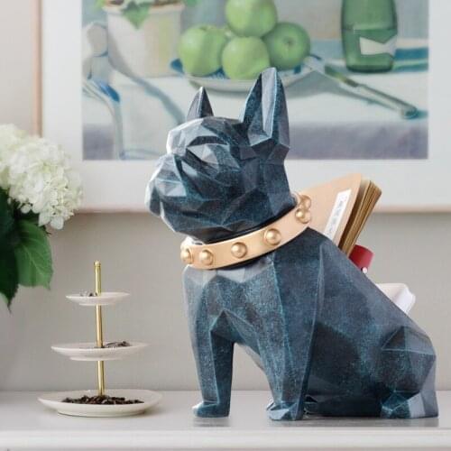Storage box for home decor office Mobile phone tools control organizer Resin Dog statue figurine for tabletop Desktop holder