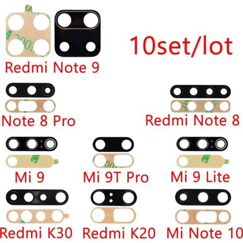 10set Back Rear Camera Lens Glass Cover Replacement For Xiaomi Redmi Note 8 9 pro 9s 10 Redmi K20 K30 Pro Mi 9 SE 9T 10