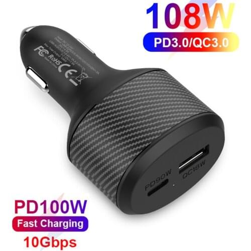 For lightning to Type-C 60W 90W Car Fast Mobile Phone Charger For iPhone12 12pro 12promax 12mini Quick Charge 3.0 USB PD Charger