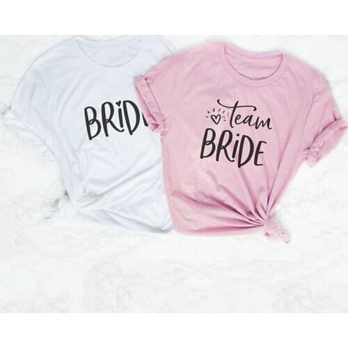 Camiseta Feminina Bride Squad Weed Clothing Pretty cute Women Fashion Tees Cotton Graphic Slogan Tops Team Bride Couple T-shirt