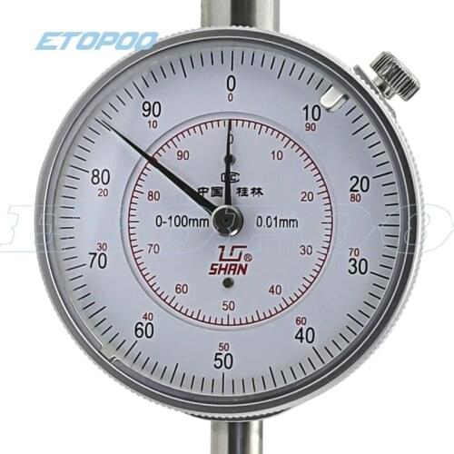 0.01mm 0-100mm Range Grad Dial Indicator White Dial 0-100 Reading large indicator gauge