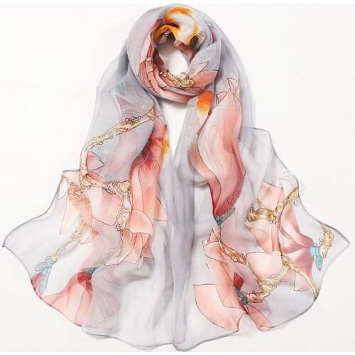 2020 NEW flower print Georgette chiffon scarf silk square hijab cool shawl ladies foulard femme Scarves hair bufanda mujer