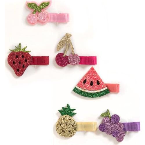 3 pcs/set Hair Clips Baby hair accessories girl cute sweet shiny fruit series hair clip bangs clip summer baby hair clip gift