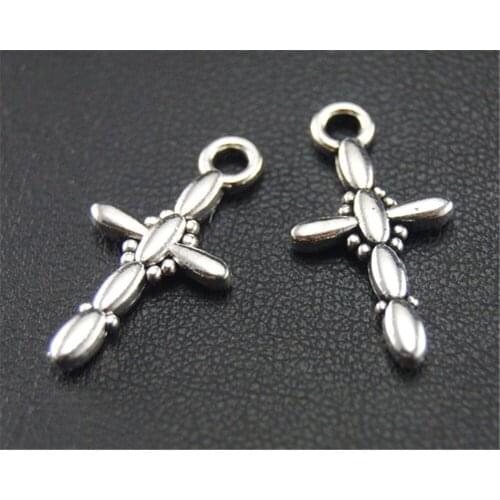 50pcs Silver Color Cross Charm Pendant DIY Necklace Bracelet Bangle Findings 9x21mm A1710