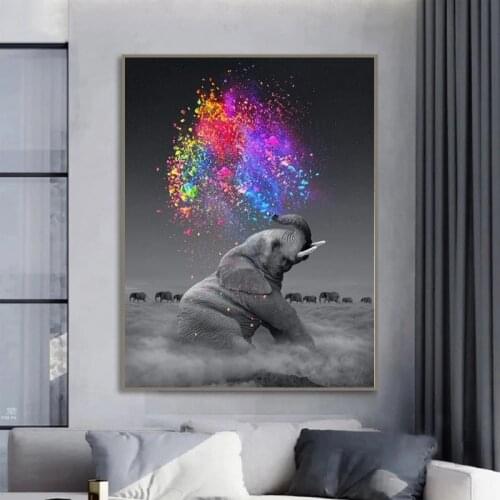 Abstract Fantasy Elephant Pop Art Canvas Painting Animal Posters and Prints Cuadros Wall Art Pictures for Living Room Home Decor