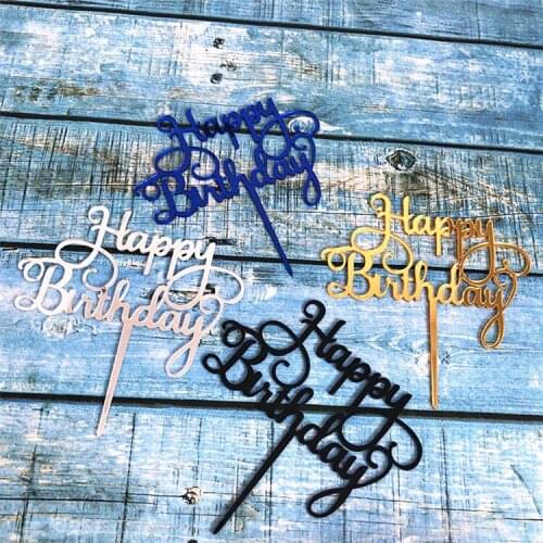 Acrylic Simple Letter Happy Birthday Cake Topper Baking Cupcake Decoration Party Supplies 4 Colors