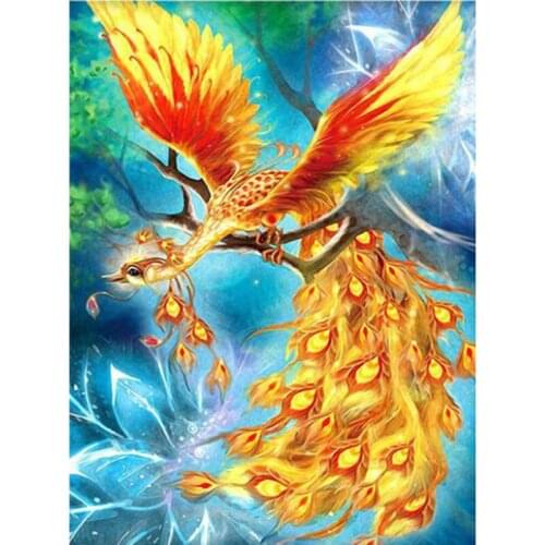 NEW DIY Diamond Painting Birds Animals Decoration Home Full Square/Round Drill Mosaic Diamond Embroidery Golden Phoenix L695