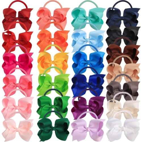 XIMA 4inch Ribbon Hair Bow with Elastic Band for Hair Accessories Bows with Girls Hairband for Children 25pcs/lot