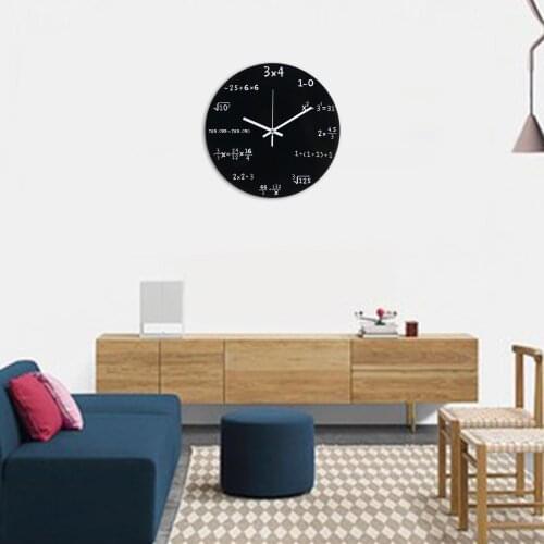 Large Black Mathematic Wall Clock 30cm Math Formulas Hanging Wall Clock Student Classroom Home Room Decoration Clock