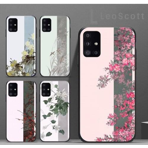 Chinese Flower Phone Case For Samsung A51 A52 A71 A50 A12 A21S S8 S9 S10 S20 S21 Plus Fe Ultra