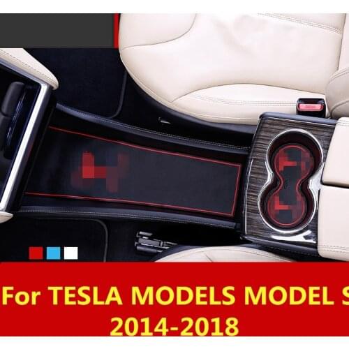 For TESLA MODELS MODEL S 2014-2018 rubber mat door mat anti-slip Cup pad Interior decoration accessory styling Gate slot pad