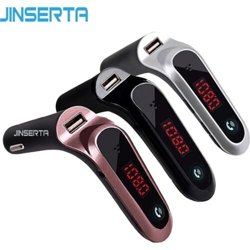 JINSERTA 4-in-1 Hands Free Wireless Bluetooth FM Transmitter S7 AUX Modulator Car Kit MP3 Player SD USB LCD Car Accessories