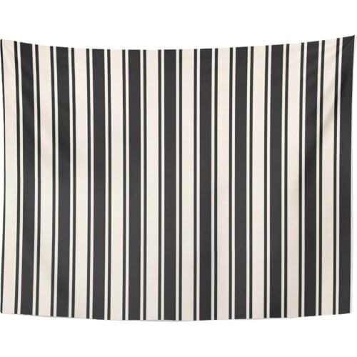 Tapestry Black Plain Stripes Simple Lines Modern Abstract Geometric Striped Monochrome Design Furniture Classic Tapestries