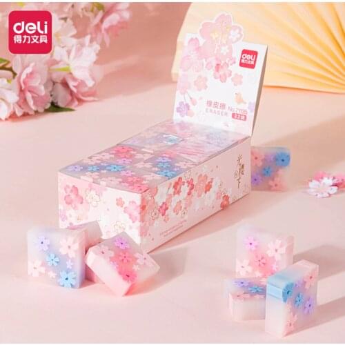 8pcs Cherry Blossom Sakura Flower Shaped Pencil Eraser Soft Rubber School Student Office Draw Sketch Art Class DIY Clean 71135