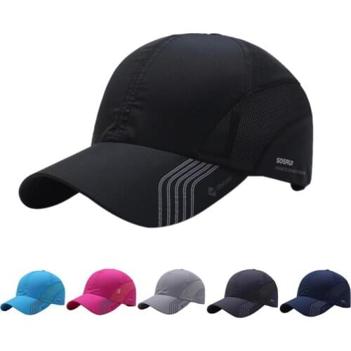 Summer Outdoor Sun Hats Quick Dry Women Men Golf Fishing Cap Adjustable Unisex Baseball Caps Black Grey