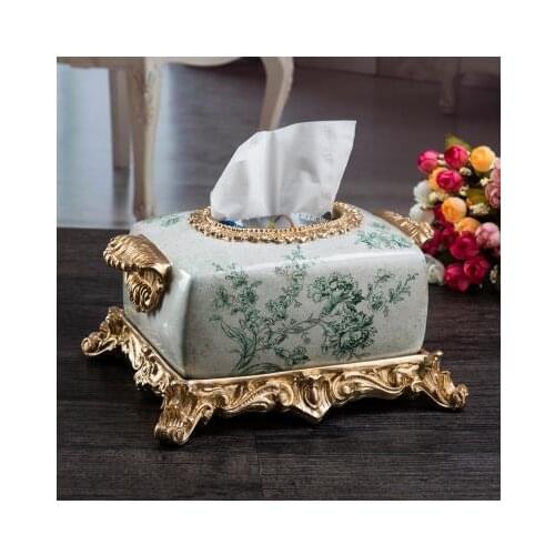Beautiful tissue box, European style box, home decoration ornaments, resin carved fashion tray