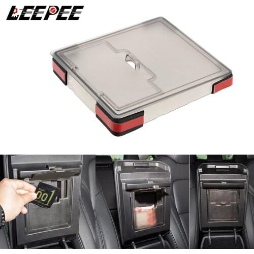 LEEPEE Hidden Transparent Car Armrest Box Cover Storage Box Organizer Stowing Tidying for Tesla model 3 Car Styling Accessories