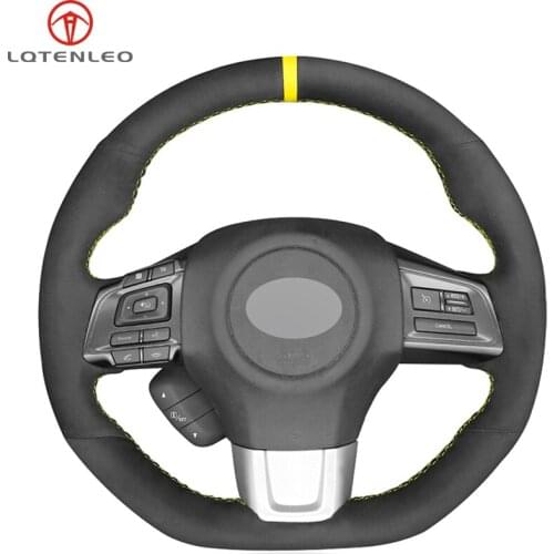LQTENLEO Black Suede DIY Hand Sew Car Steering Wheel Cover For Subaru WRX (STI) 2015-2019 Levorg 2015-2019