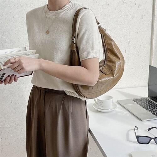 MJ Fashion Women Shoulder Bag Stone Patterned PU Leather Female Hobo Bags 2021 New Under Arm Bag Simple Tote Handbags Purses