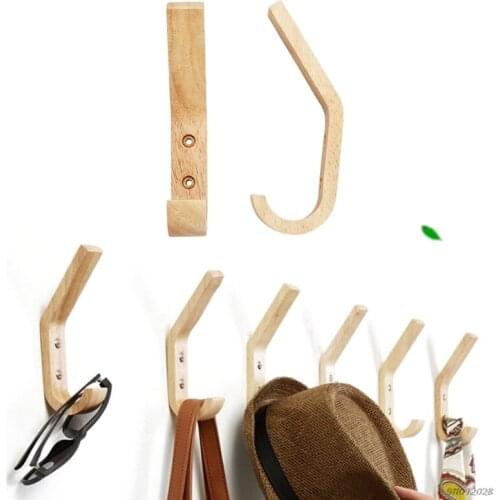 Pack of 2 Natural Wooden Coat Hooks Wall Mounted Vintage Beech Wood Single Organizer Hangers Clothes Hat Hanger Racks Wholesales