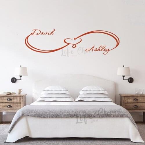 Infinity Love Design Wall Sticker Custom Couple Names Vinyl Wall Decal Infinity Love Sign Wall Art Murals Home Decor AZ1023