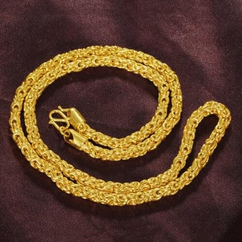 Luxury 60cm 24k Yellow Gold Plating Necklace For Men Twist Male Necklace Chain Wedding Engagement Party Fine Jewelry Not fade