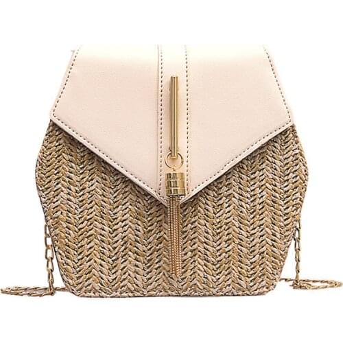 2020 Woven Beach Circle CrossBody Bohemia Handbag Bali travel vocation Straw pu Women Summer Rattan Bag Handmade Shoulder bag